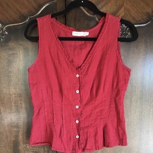 Cut Loose Red Linen Camisole Style Top